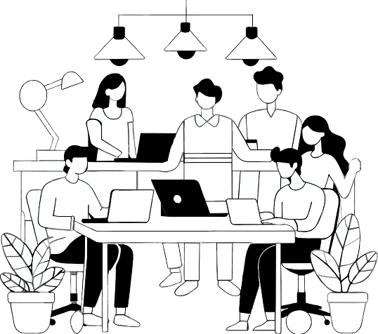 Team collaborating together